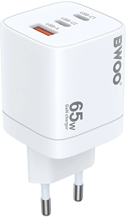 BWOO Greitas 65 W GaN kelioninis įkroviklis CDA147 2 x USB-C, 1 x USB-A