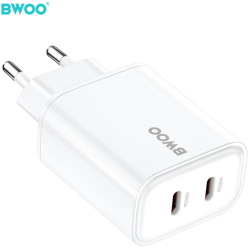 BWOO CDA206 PD 35W sieninis įkroviklis 1x USB-C jungtis baltas