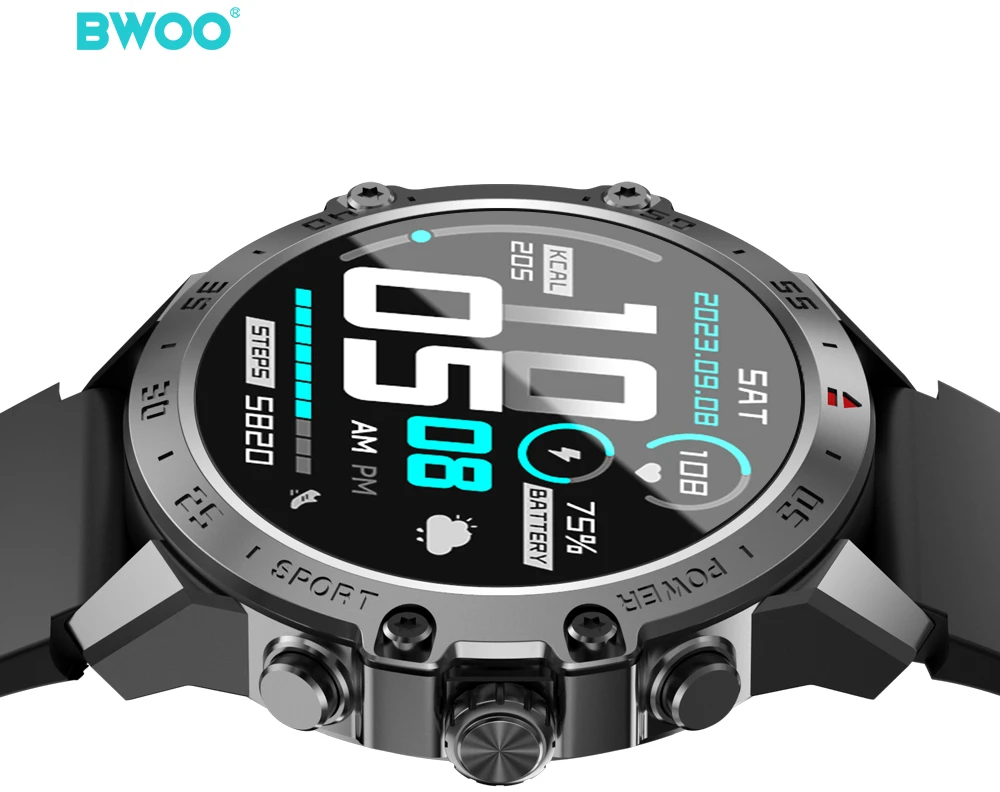BWOO išmanusis laikrodis WA-08 1.43” AMOLED juodas