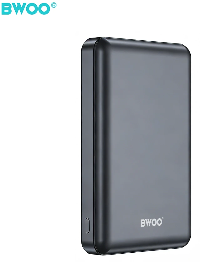 BWOO P82 BO 10000mAh 15W išorinė baterija su belaidžiu įkrovimu, tamsiai pilka