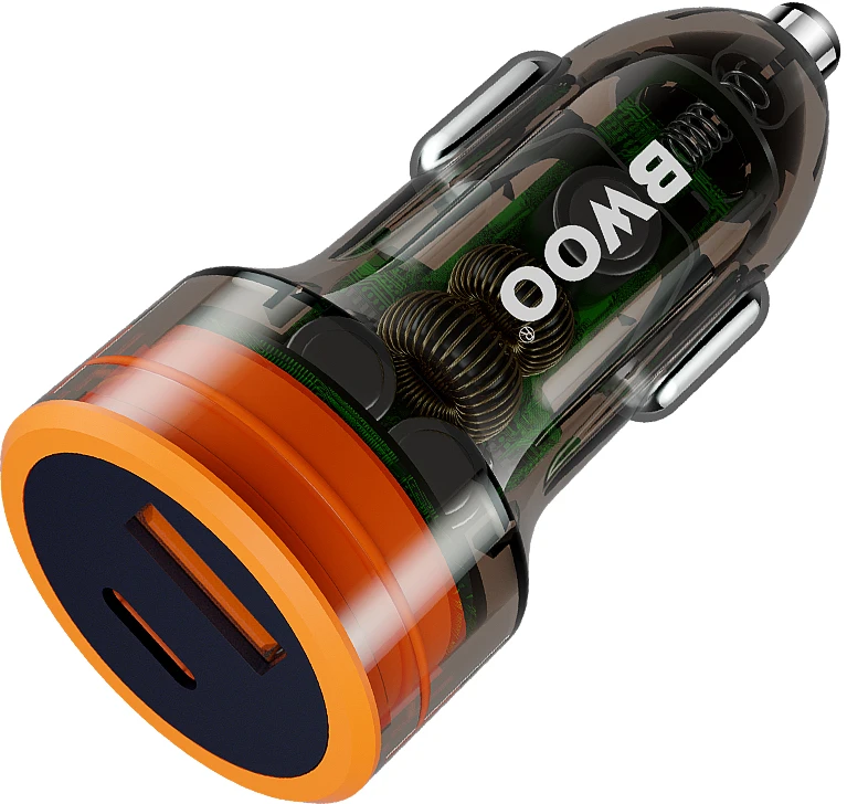 BWOO 38W greitas skaidrus automobilinis įkroviklis BO-CC85 QC 18W + PD 20W