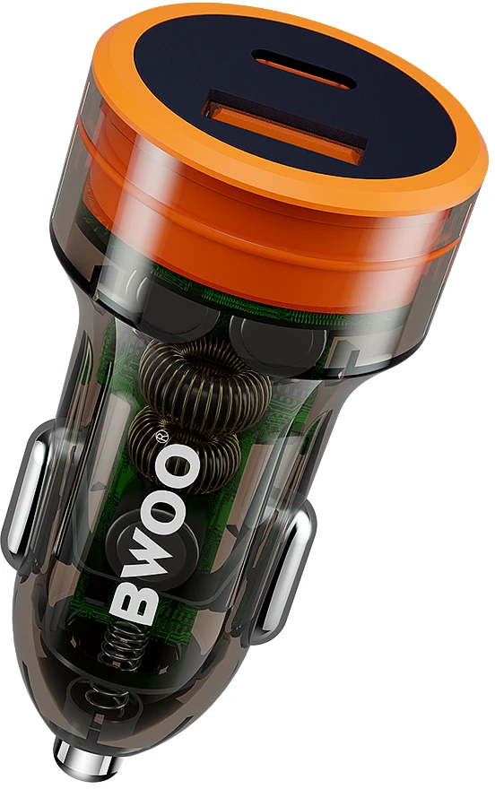 BWOO 38W greitas skaidrus automobilinis įkroviklis BO-CC85 QC 18W + PD 20W