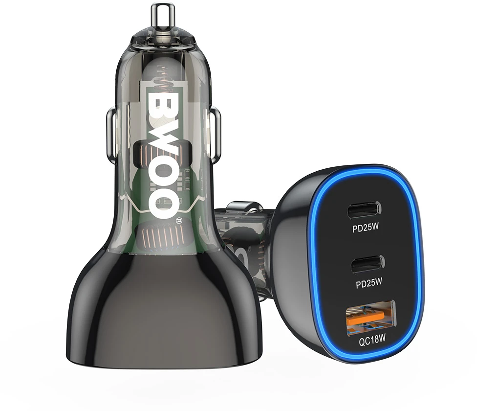 BWOO 68W automobilinis įkroviklis, dvigubas USB-C ir USB prievadas