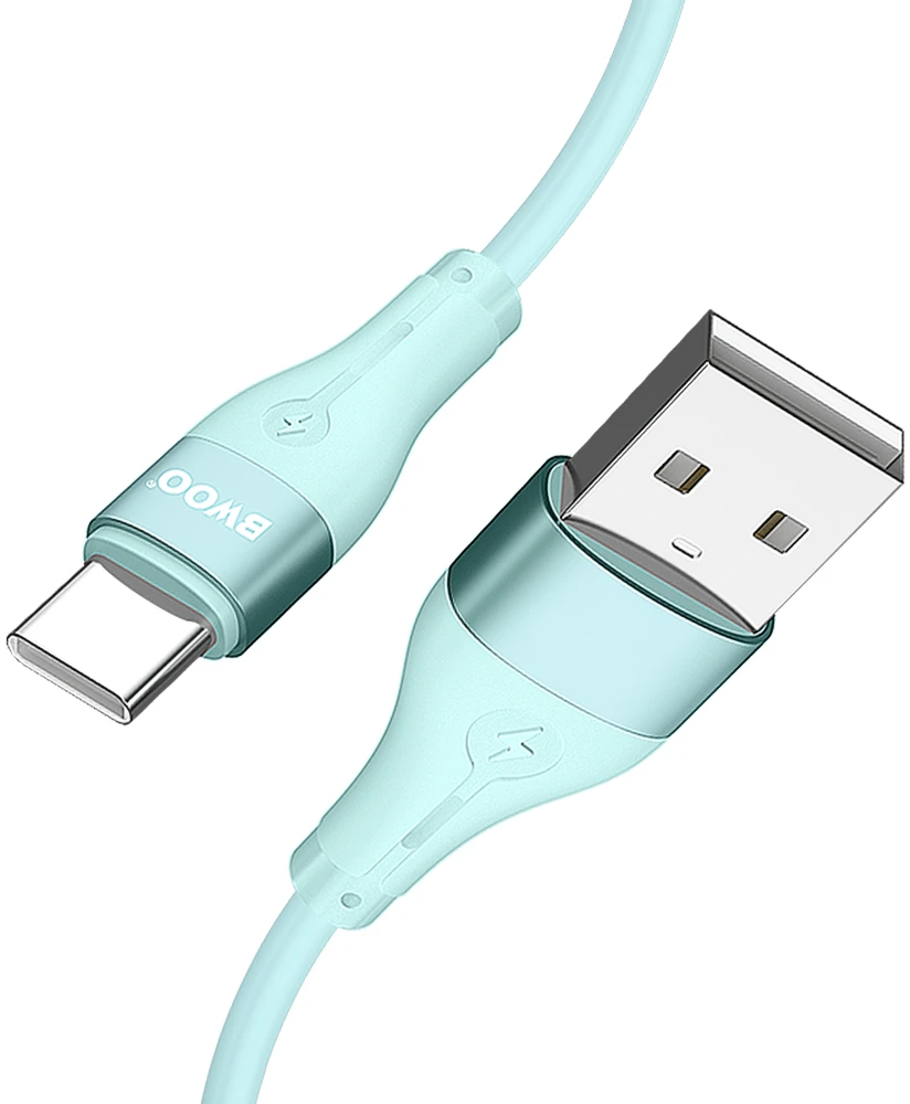 BWOO USB – USB-C laidas 1m 3A minimalistinis silikoninis žalias X280C