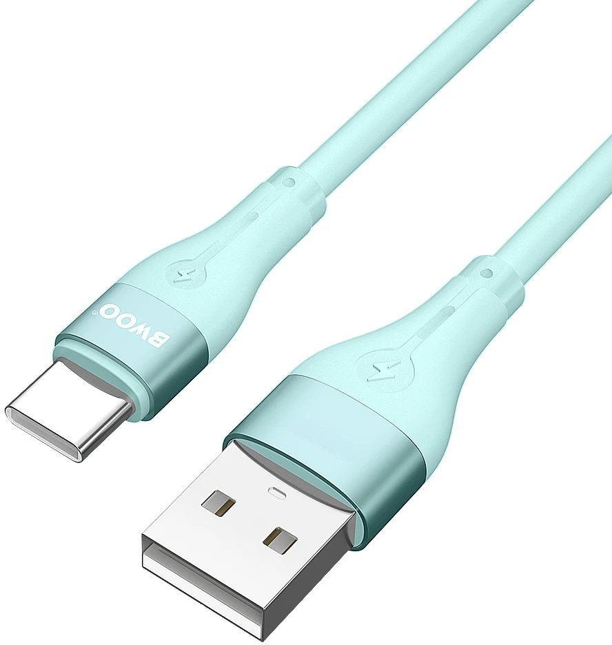 BWOO USB – USB-C laidas 1m 3A minimalistinis silikoninis žalias X280C