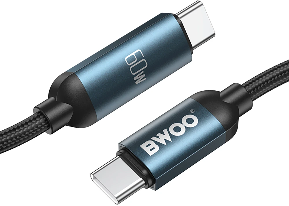 BWOO Pintas USB-C - Lightning 1 m 27 W kabelis su animuotu apšvietimu, juodas