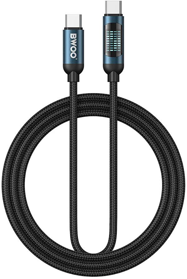 BWOO Pintas USB-C - Lightning 1 m 27 W kabelis su animuotu apšvietimu, juodas