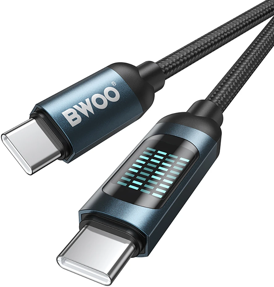 BWOO Pintas USB-C - Lightning 1 m 27 W kabelis su animuotu apšvietimu, juodas