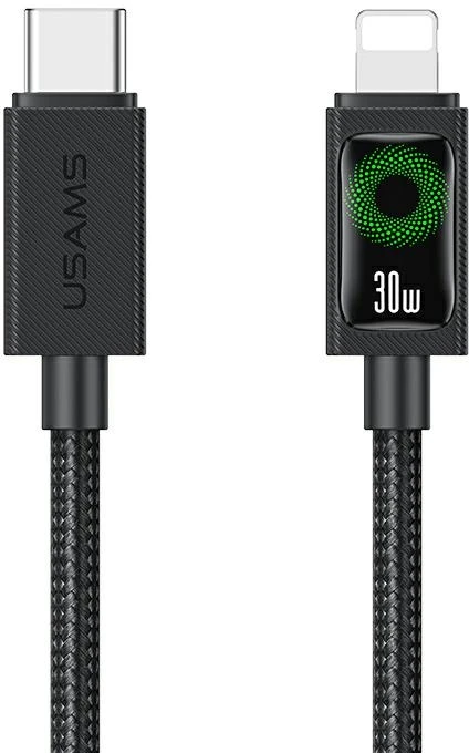 Cable USAMS U92 30W USB-C į Lightning 1.2m juodos spalvos