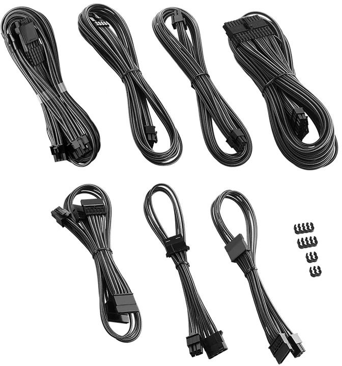 „CableMod C-Series Pro ModMesh Sleeved 12V-2×6 12VHPWR Dual StealthSense“ kabelių rinkinys, skirtas „Corsair RMi“, „RMx“ („Juodas Label“) – anglies pluošto