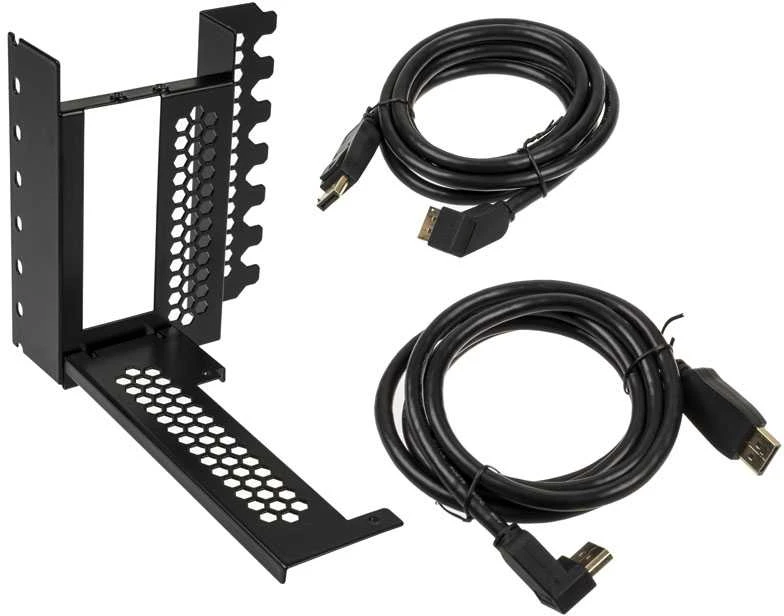 „CableMod“ vertikalus vaizdo plokštės laikiklis su PCIe x16 jungtimi, 2x DisplayPort – juodos spalvos