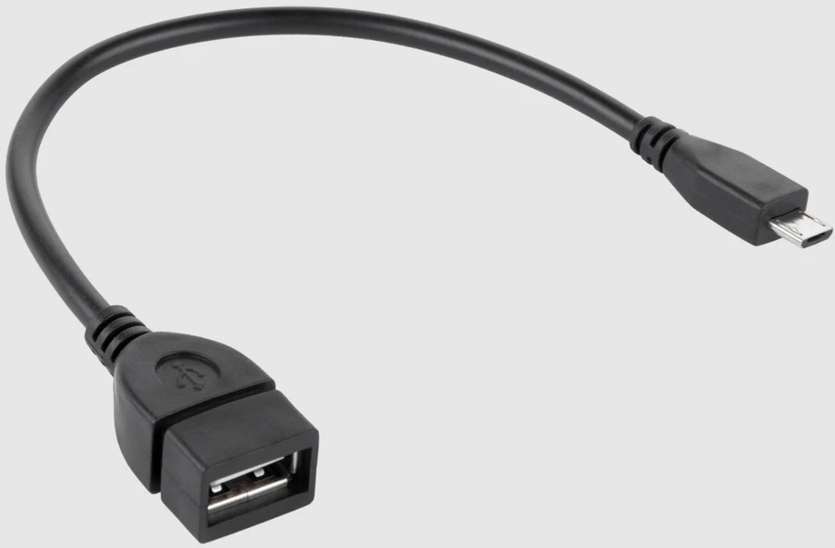 Cabletech Kabelis USB A lizdas – micro USB B kištukas 0.2m, OTG, juodas