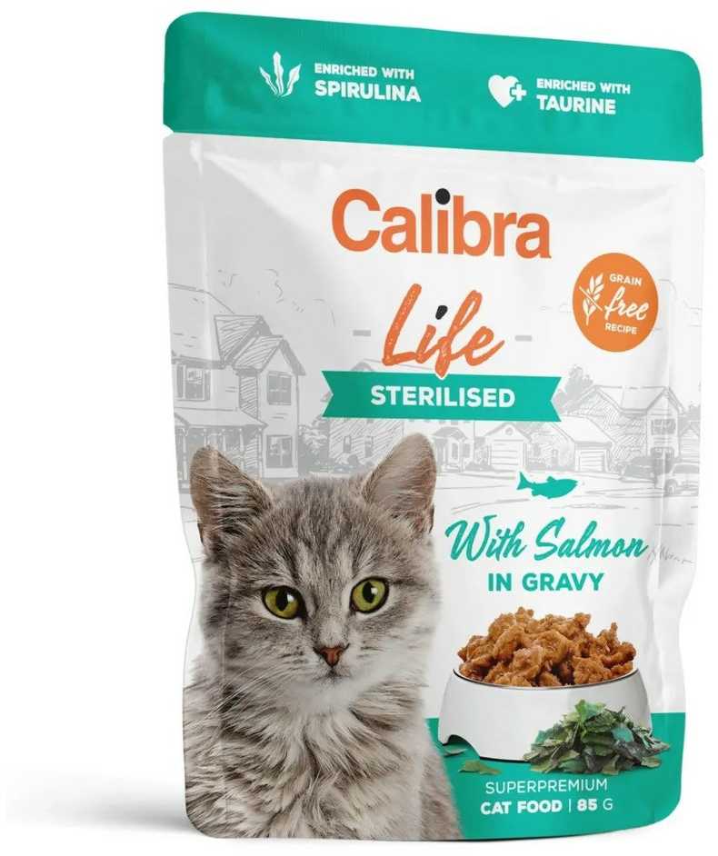 Kačių Maistas - CALIBRA Cat Life Sterilised lašiša in Gravy 85g