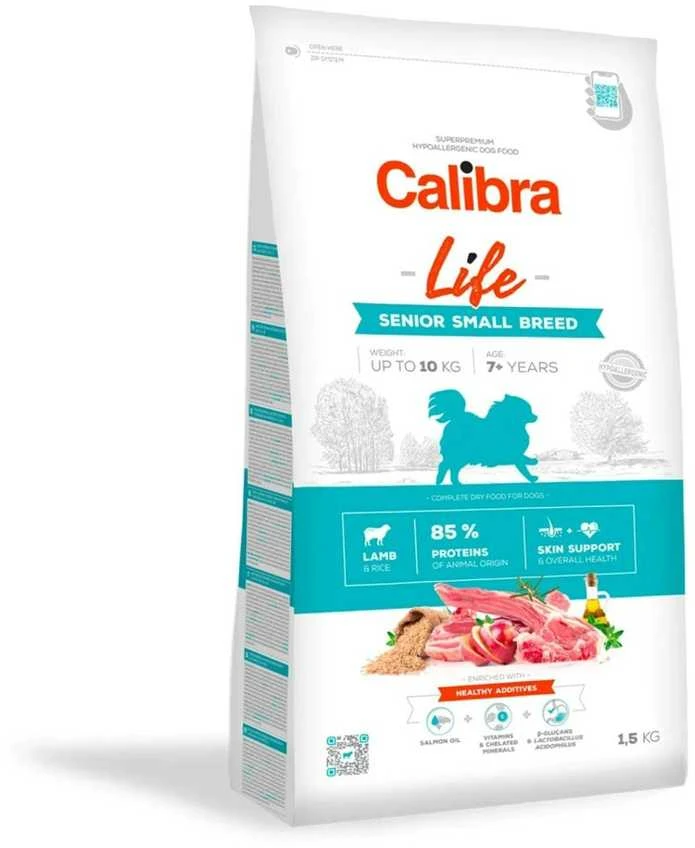 Šunų Maistas - CALIBRA Dog Life Senior Small Breed ėriena 1.5kg Be Glitimo