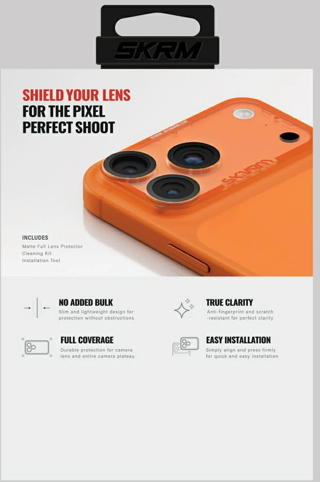 Camera Lens Glass Skinarma Magma Full Matte skirtas Apple iPhone 17 Pro oranžinis