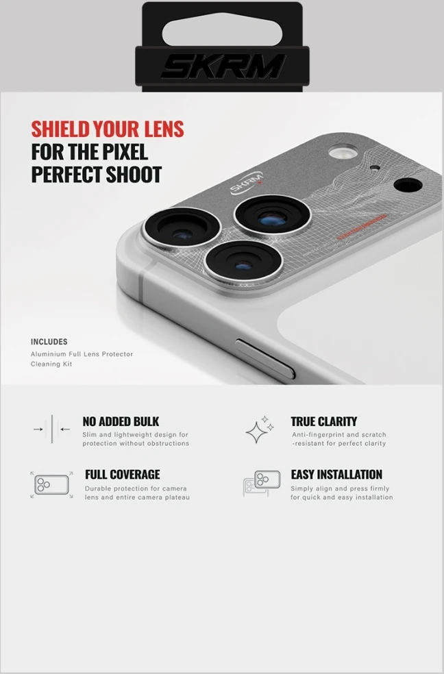 Camera Lens Glass Skinarma Sonix Full Aliuminio skirtas Apple iPhone 17 Pro Max sidabrinis