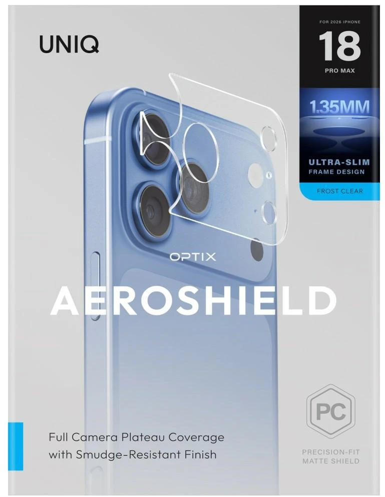Kameros objektyvo apsauga UNIQ Optix Aeroshield, skirta iPhone 18 Pro Max, skaidri