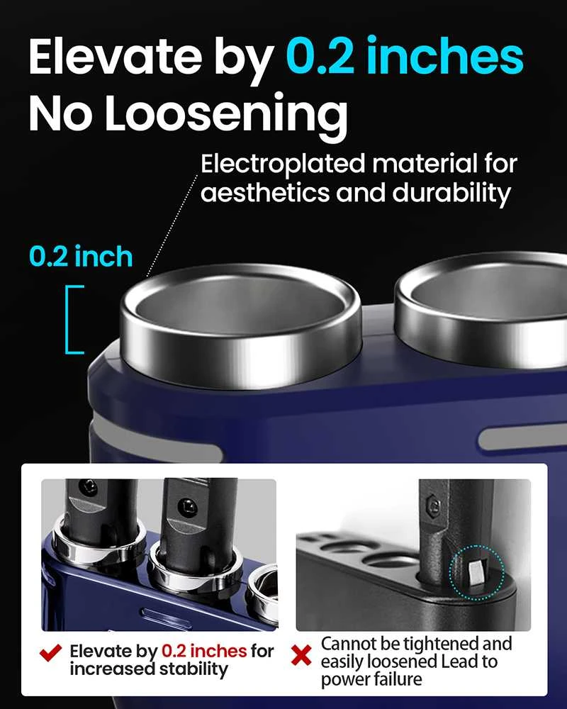 Fusion Accessories Automobilio cigarečių žiebtuvėlio lizdo skirstytuvas B39-C – 3 lizdai + USB + C tipo – QC 3.0 PD 3A 120W su ekranu ir laidu
