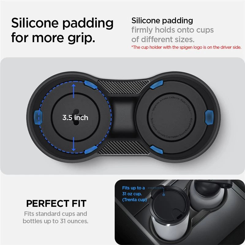 Spigen Tesla centrinės konsolės gėrimo laikiklio įdėklas Relaxed Grip - Tesla Model Y/3