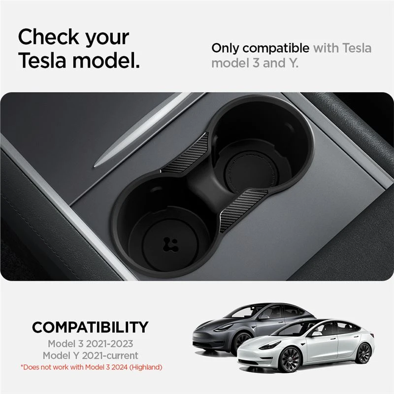 Spigen Tesla centrinės konsolės gėrimo laikiklio įdėklas Relaxed Grip - Tesla Model Y/3