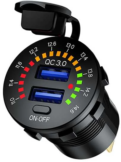 Carmotion Lizdas įkrovimui įmontuojamas USB QC 3.0+USB 6A