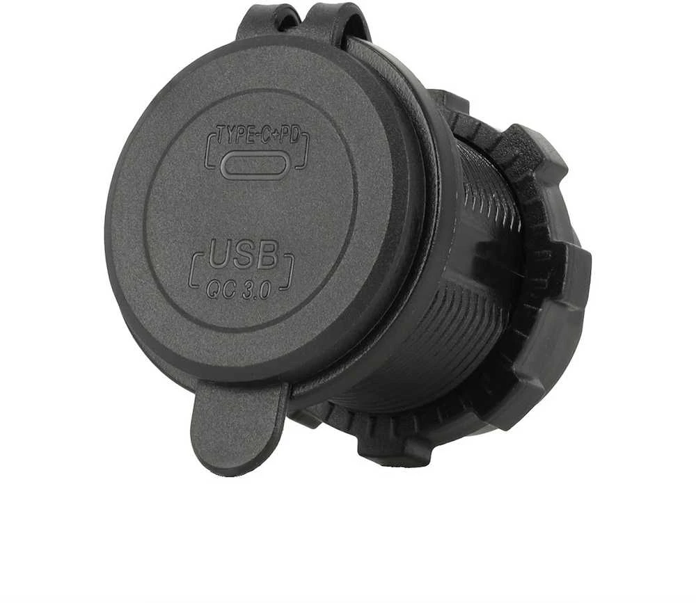 Carmotion Lizdas įkrovimui įmontuojamas USB QC 3.0 18W+USB-C PD30W 12/24V
