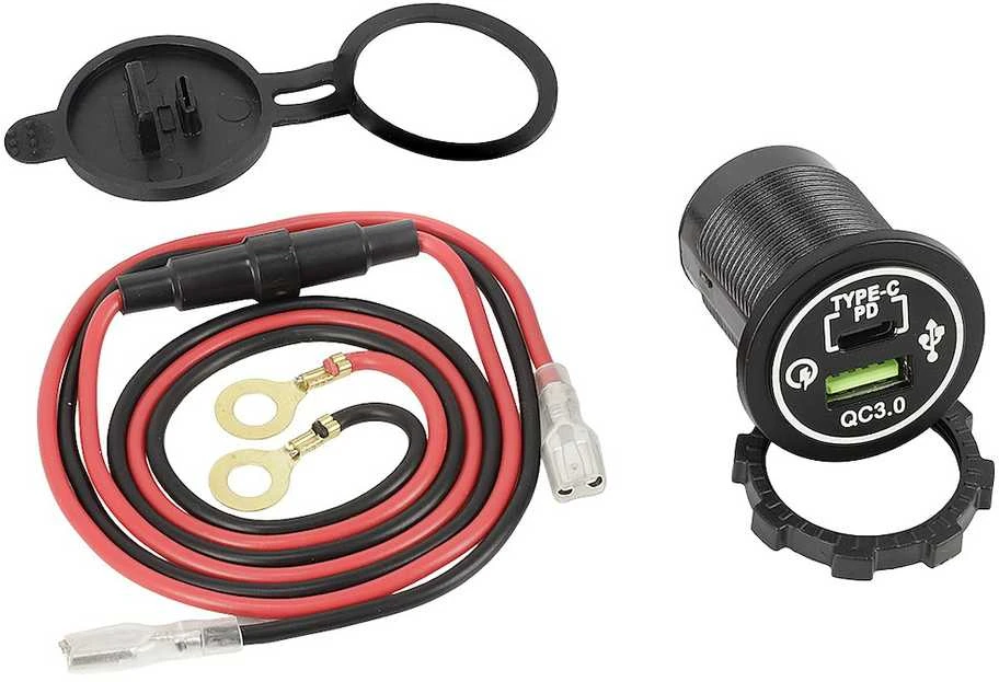 Carmotion Lizdas įkrovimui įmontuojamas USB QC 3.0 18W+USB-C PD30W 12/24V