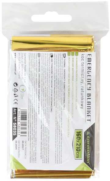 Carmotion Emergency blanket 160x210 cm, sidabrinis & auksinis