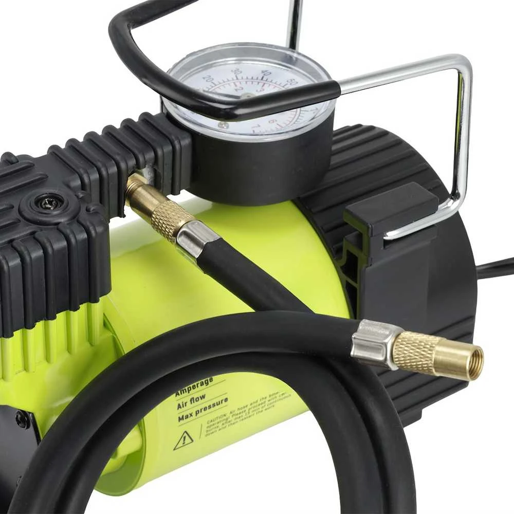 Carmotion Piston air compressor 12V, 11 BAR, 35L / min, analog pressure gauge, 4 adapters