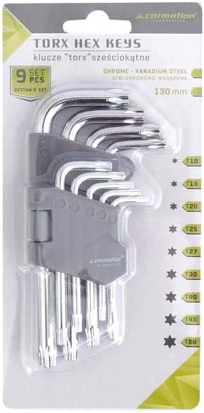 Carmotion Raktų šešiakampių žvaigždučių lenktų rinkinys 9vnt T10-T50mm 130mm