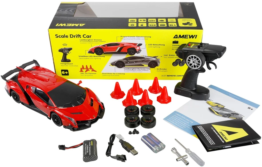 Carruzzo Amewi Veneno Radijo bangomis valdomas (RC) modelis Šonaslydžio automobilis Elektrinis variklis 1:18