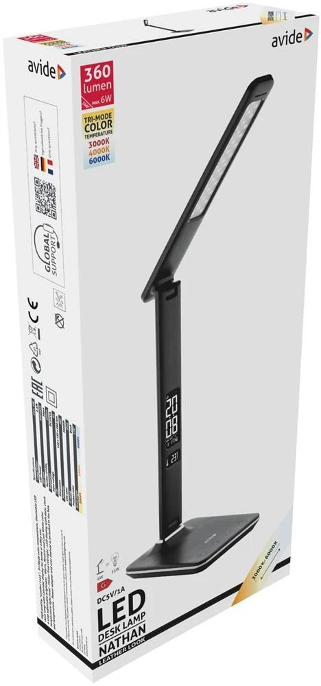 Avide LED stalinis šviestuvas Office 6W LCD odos imitacija juodas