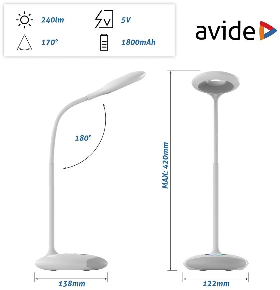 Carruzzo Avide LED Įkraunamas stalinis šviestuvas 4W RGB baltas