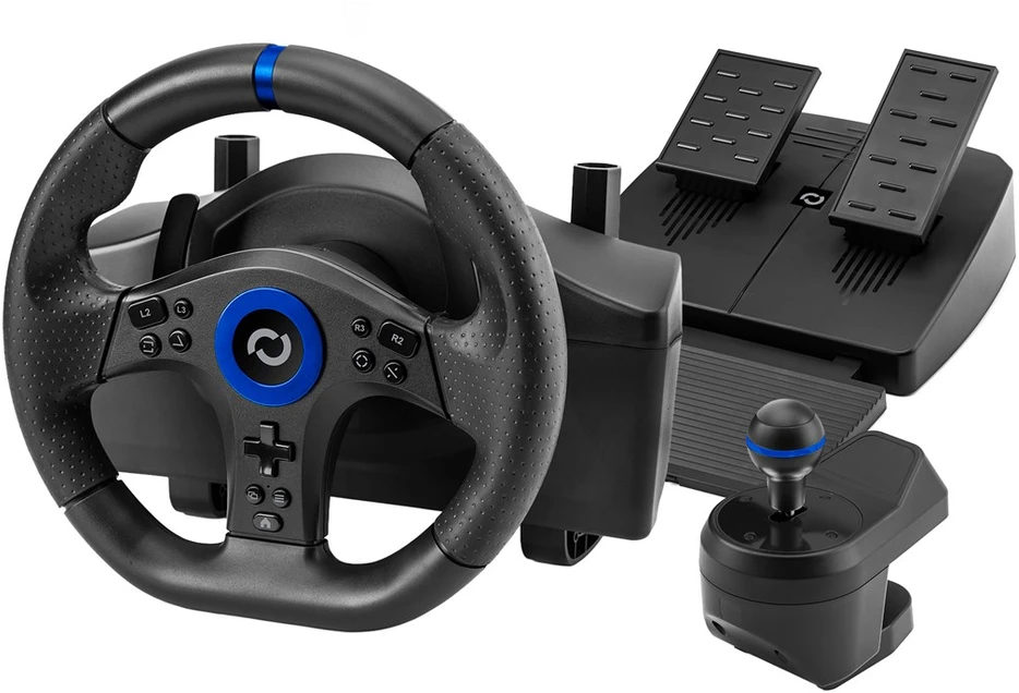 Carruzzo Blade BL7002 žaidimų valdiklis Juoda, Mėlyna USB Vairas + pedalai + pavarų perjungiklis PC, PlayStation 5