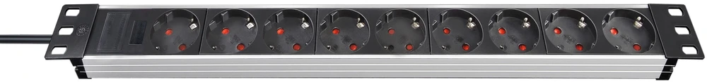 Brennenstuhl Alu-Line, 9xCEE 7/4 socket, 1xCEE 7/7 connection, 19 "1U, 2m cable, juodas / sidabrinis 1390007009 / GT-651