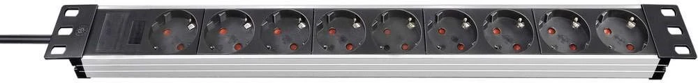 Brennenstuhl Alu-Line, 9xCEE 7/4 socket, 1xCEE 7/7 connection, 19 "1U, 2m cable, juodas / sidabrinis 1390007009 / GT-651