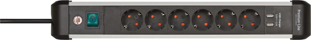 Carruzzo Brennenstuhl 1391030610 elektros tinklo ilgintuvas 3 m 6 AC išvestis(ys / čių) Vidaus Juoda, Sidabras