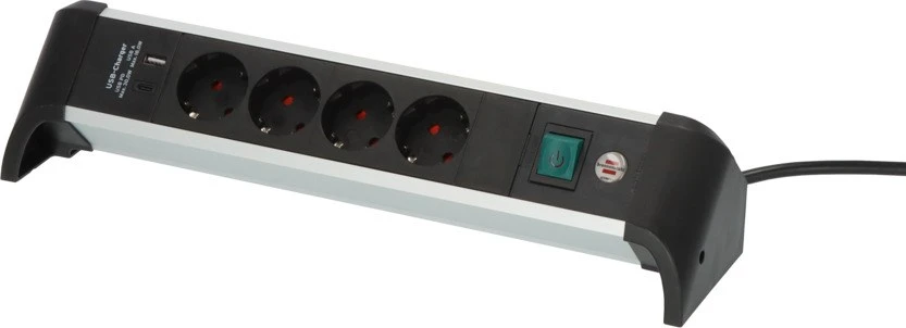 Carruzzo Brennenstuhl 1391040420 elektros tinklo ilgintuvas 1,8 m 4 AC išvestis(ys / čių) Vidaus Juoda, Sidabras
