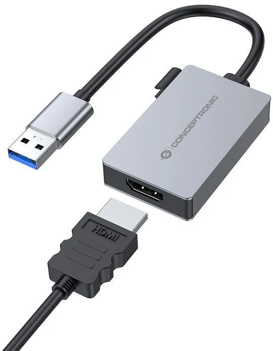 Carruzzo Conceptronic ABBY22G USB ekrano adapteris 1920 x 1080 pikseliai Pilka