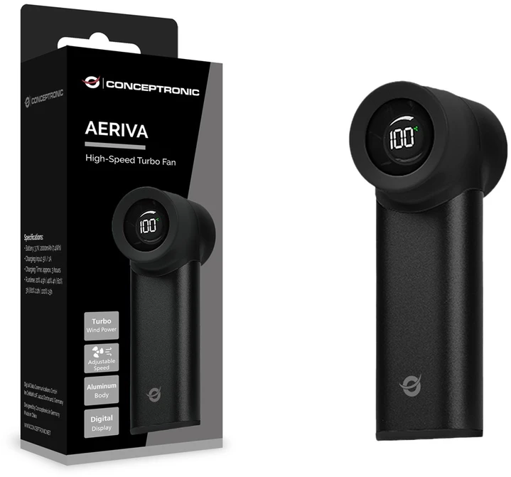 Carruzzo Conceptronic AERIVA02B asmeninis rankinis purkštuvas ir (arba) ventiliatorius Juoda Rankinis ventiliatorius