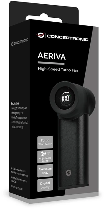 Carruzzo Conceptronic AERIVA02B asmeninis rankinis purkštuvas ir (arba) ventiliatorius Juoda Rankinis ventiliatorius