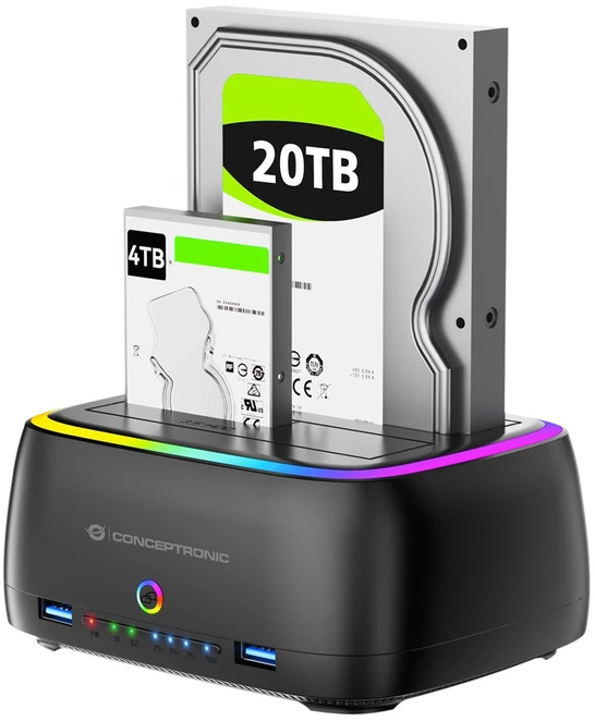 Carruzzo Conceptronic DONN36B saugojimo diskų prijungimo stotis USB 3.2 Gen 1 (3.1 Gen 1) Type-C Juoda