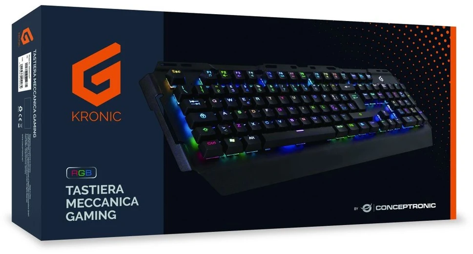 Carruzzo Conceptronic KRONIC klaviatūra Žaidimams USB QWERTY Italų kalba Juoda