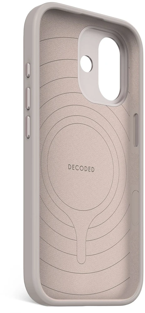 Decoded AntiMicrobial Silicone Backcover – silikoninis apsauginis dėklas, skirtas iPhone 17, suderinamas su MagSafe (soft taupe)