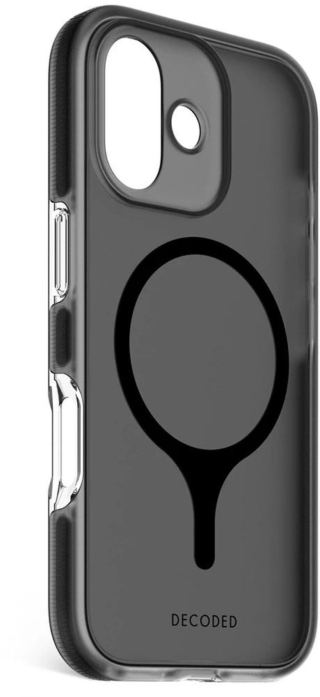 „Decoded DropTec“ skaidrus galinis dangtelis „MagSafe“ dėklas, skirtas „iPhone 17“ - juodas