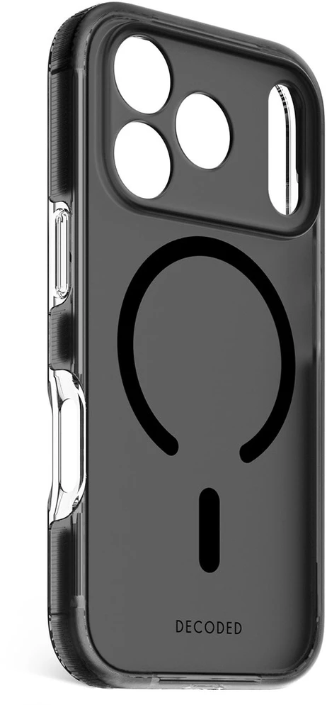 „Decoded DropTec“ skaidrus galinis dangtelis „MagSafe“ dėklas, skirtas „iPhone 17 Pro“ - juodas