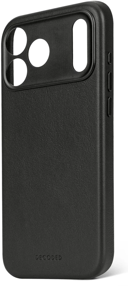 „Decoded Leather Back Case“ – „Decoded“ odinis „iPhone 17 Pro Max“ dėklas, suderinamas su „MagSafe“ (juodas)
