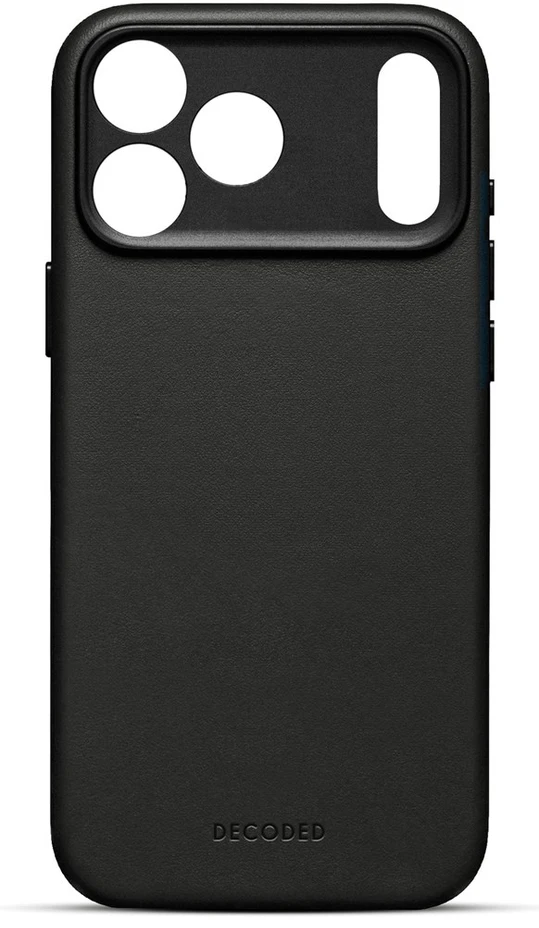 „Decoded Leather Back Case“ – „Decoded“ odinis „iPhone 17 Pro Max“ dėklas, suderinamas su „MagSafe“ (juodas)
