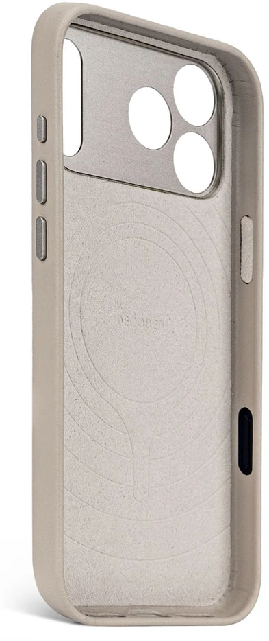 Carruzzo Decoded odinis galinis dangtelis – apsauginis odinis dėklas, skirtas „iPhone 17 Pro Max“, suderinamas su „MagSafe“ (kieto molio)
