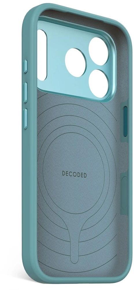 Mėlynas „Decoded“ antimikrobinis silikoninis galinis dangtelis - silikoninis apsauginis dėklas, skirtas „iPhone 17 Pro“, suderinamas su „MagSafe“ (retro mėlynas)